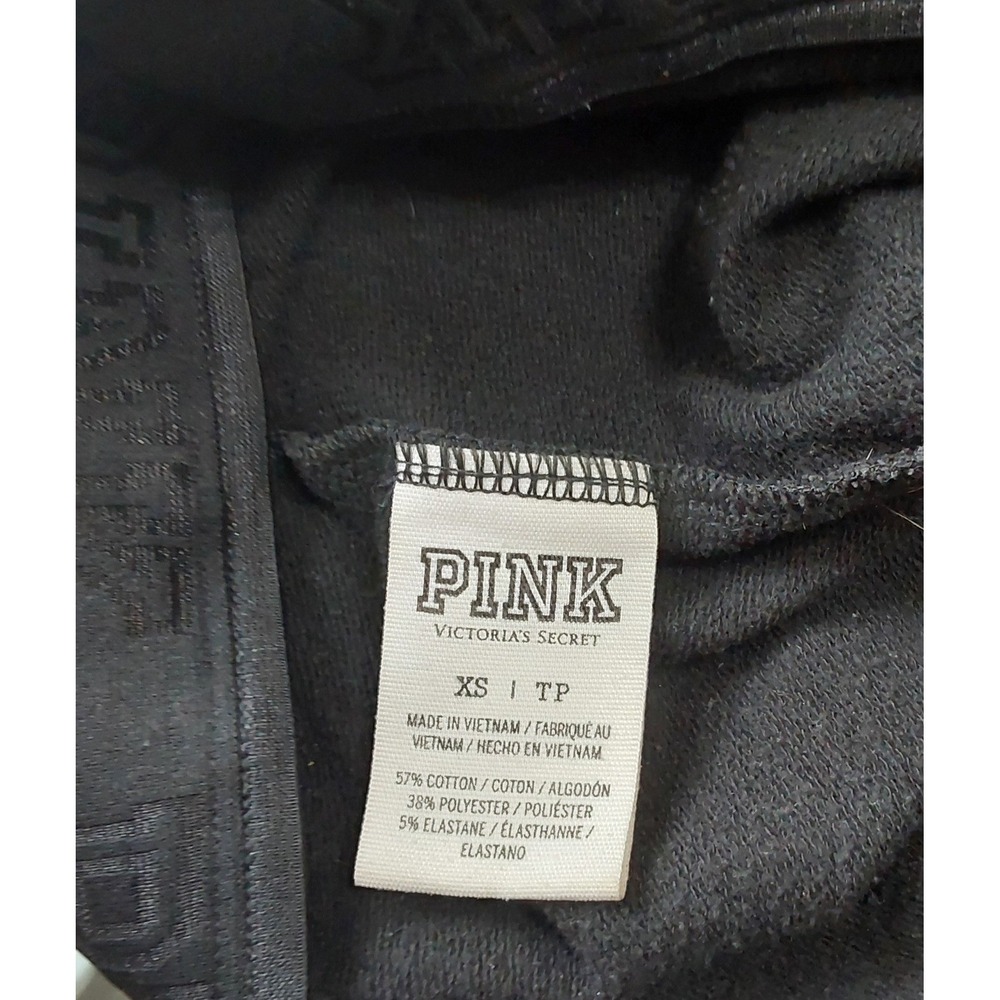 Victoria's Secret PINK Joggers Black Fleece Sweatpants Logo XS - Picture 3 of 3